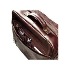 Flapover Double Gusset Laptop Briefcase, Brown Leather (45798-1139)<Samsonite Outlet