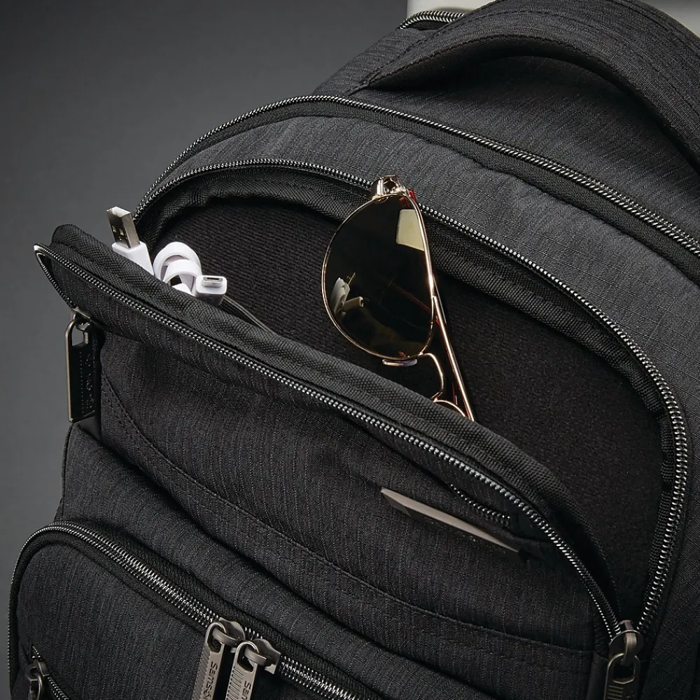 Modern Utility Double Shot Backpack, Solid, Charcoal Heather (89574-5794)<Samsonite New