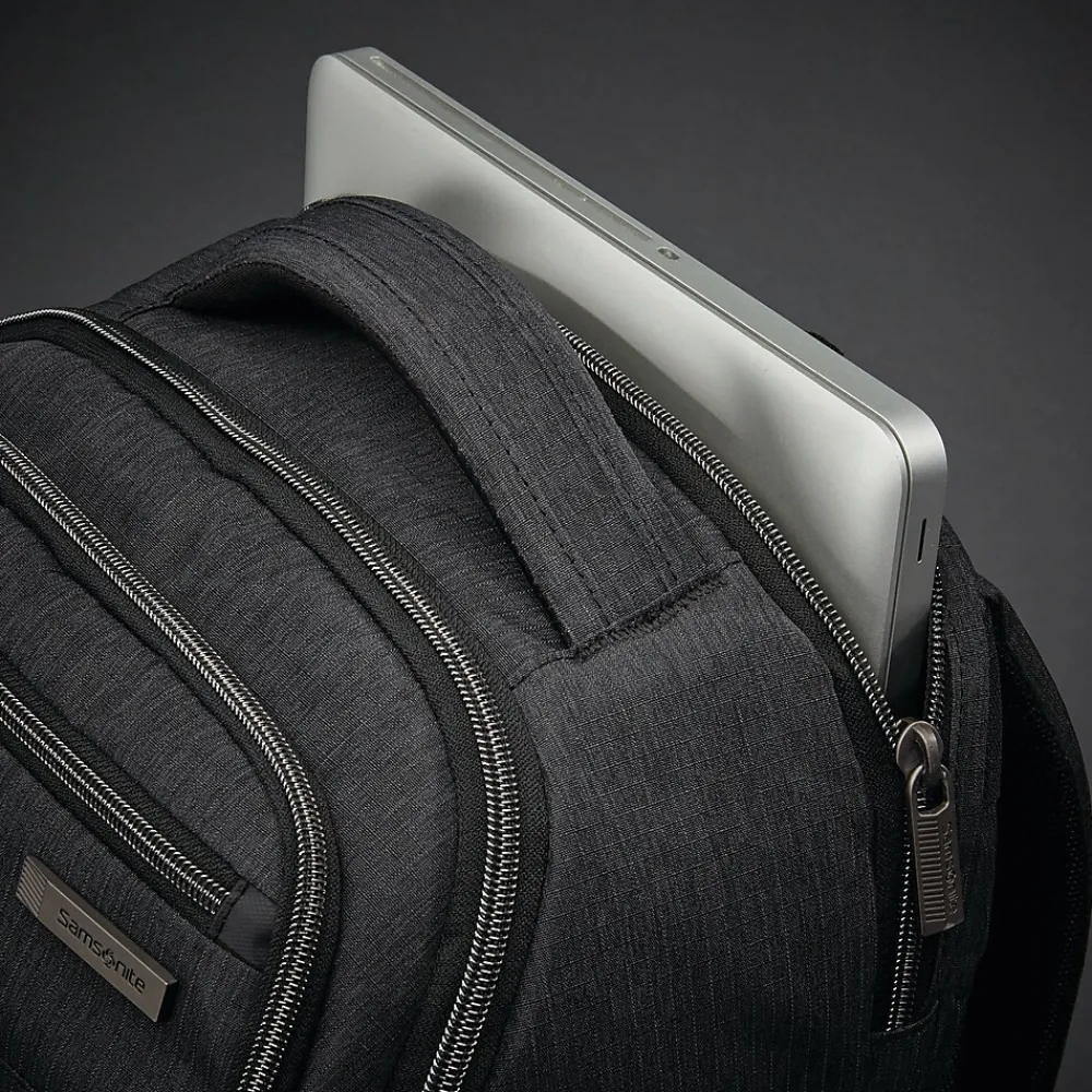 Modern Utility Double Shot Backpack, Solid, Charcoal Heather (89574-5794)<Samsonite New