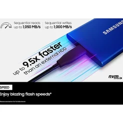 Clearance Samsung T7 2TB USB 3.2 Portable Solid State Drive, Blue (MU-PC2T0H/AM)
