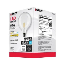 Satco Lighting 6-Watt Warm White LED Decorative Bulb, 6/Carton (S21252)