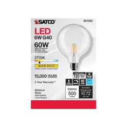 Satco Lighting 6-Watt Warm White LED Decorative Bulb, 6/Carton (S21252)