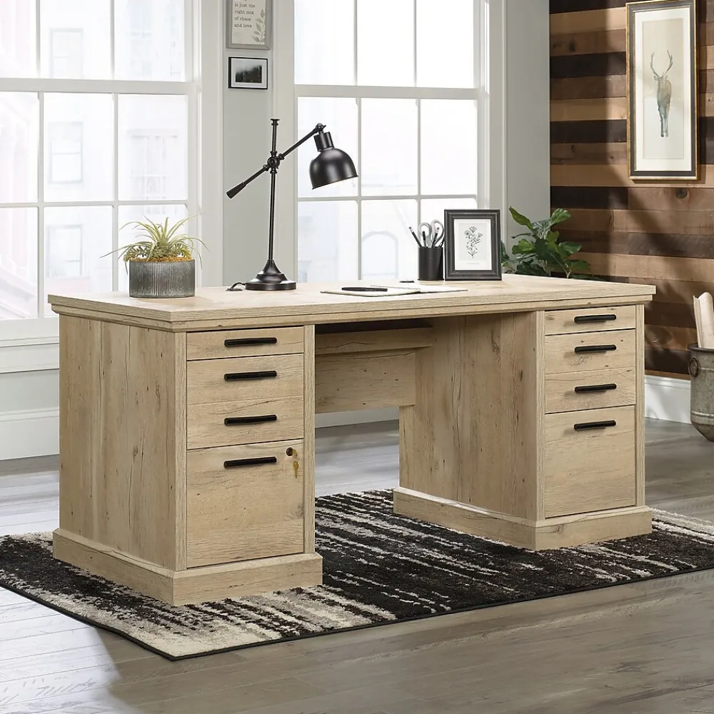 Computer Desks*Sauder Aspen Post 65"W Executive Computer Desk, (426487) Prime Oak