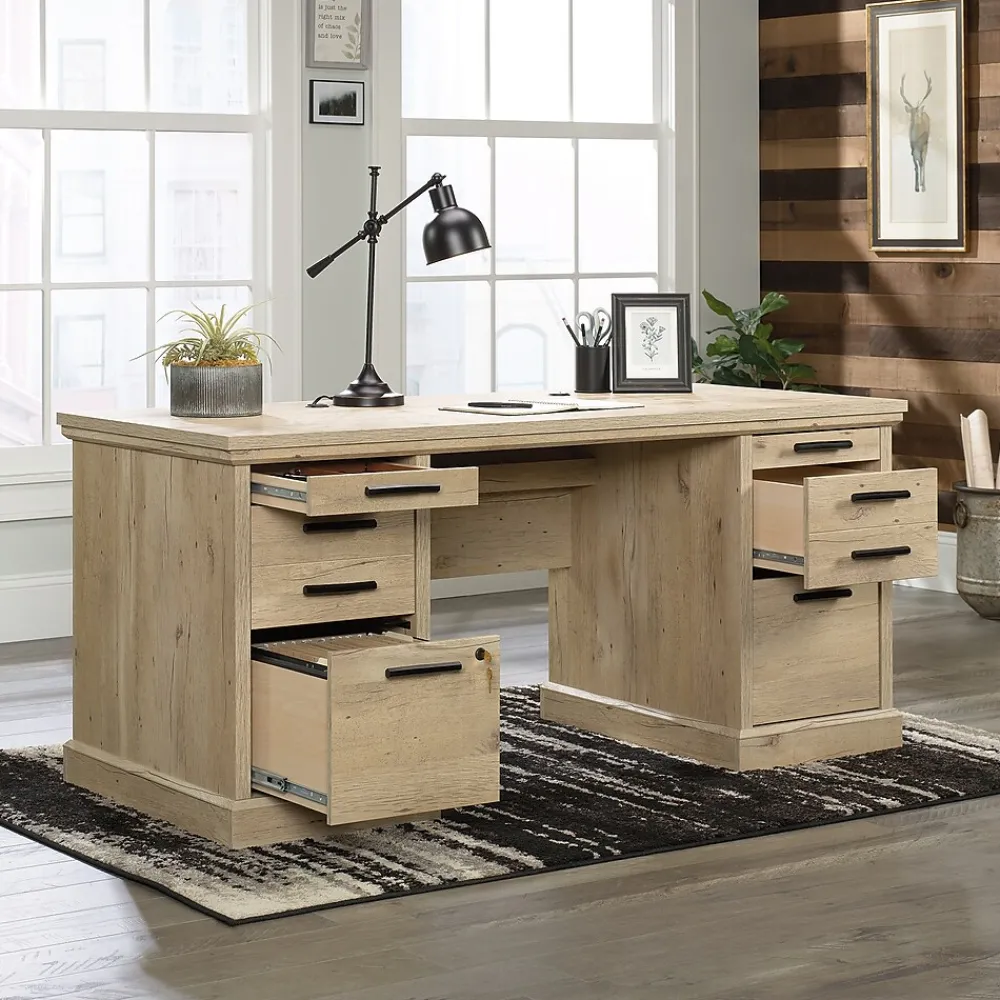 Computer Desks*Sauder Aspen Post 65"W Executive Computer Desk, (426487) Prime Oak