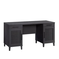 Computer Desks*Sauder Tiffin Line 60"W Double Pedestal Desk, Raven Oak (433266)