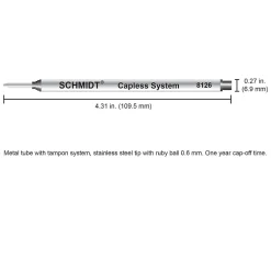 Pens|Schmidt Ink Schmidt 8126 Rollerball Long Capless Refill, Fine, Black, 2 Pack (SC58123)