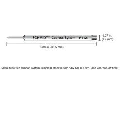 Pens|Schmidt Ink Schmidt 8126 Rollerball Short Capless Refill, Fine, Black, 2 Pack (SC58119)