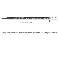 Pens|Schmidt Ink Schmidt 888 Safety Ceramic Rollerball Plastic Tube Refill, Fits Universal Pens, Medium, Black, 2 Pack (SC58111)