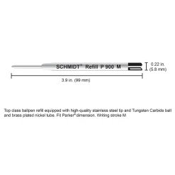 Pens|Schmidt Ink Schmidt P900 Ballpoint TC Ball Refill, To Fit Parker Ballpoint Pens, Medium, Black, 2 Pack (SC58135)