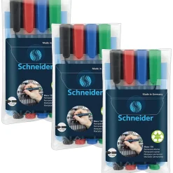 Markers|Schneider Maxx 130 Permanent Markers, Bullet Tip, Assorted Colors, 4 Per Pack, 3 Packs (PSY113094-3)