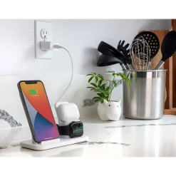 Base3 3-in-1 Wireless Charging Dock for Apple iPhone/Apple Watch/Apple AirPods, White (CSQ3N1WT-SP)<scosche Sale