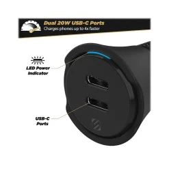 PowerVolt USB Car Charger for Most Smartphones, Black (CPDCC40-SP)<scosche