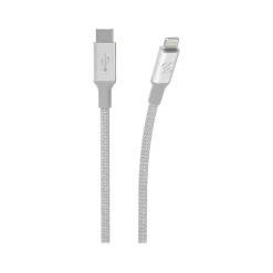 scosche StrikeLine Premium 8' Lightning to USB-C Cable, Male to Male, Silver (CI4B8SR-SP)