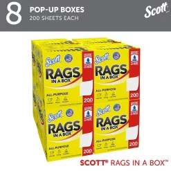 Scot Rags in a Box, 9" x 12", White, 200 Sheets/Box, 8 Boxes/Carton (75260)<Scott Best