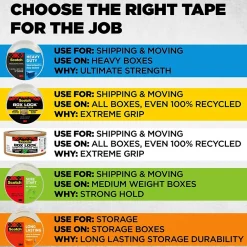 Sale Scotch Box Lock Shipping Packing Tape with Refillable Dispenser, 1.88 in x 54.6 yds., Clear (3950-RD)