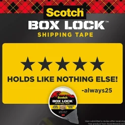 Outlet Scotch Box Lock Shipping Packing Tape, 1.88 in x 54.6 yds., Clear, 3/Pack (3950-3)