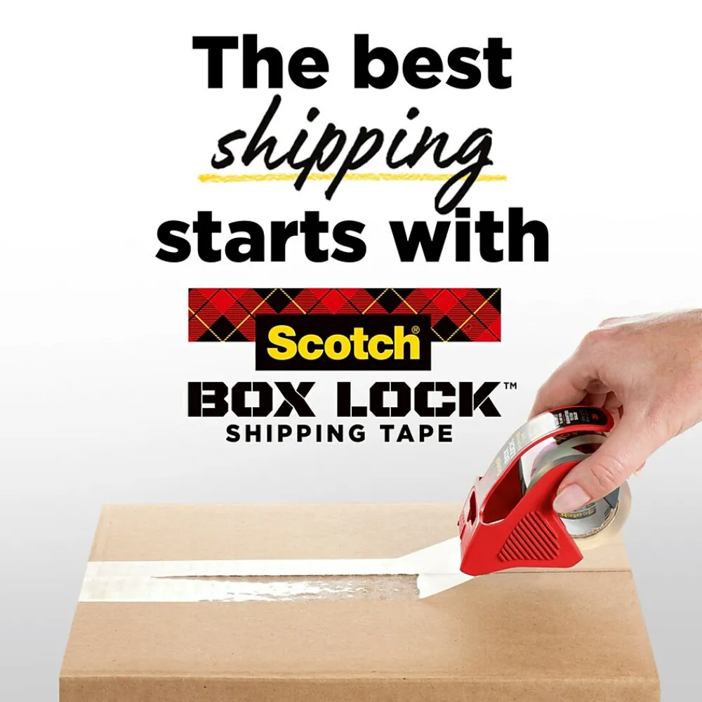 Outlet Scotch Box Lock Shipping Packing Tape, 1.88 in x 54.6 yds., Clear, 3/Pack (3950-3)