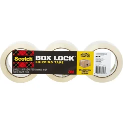 New Scotch Box Lock Shipping Packing Tape, 1.88 in. x 38.2 yds., Clear, 3 Pack (3950S-3)