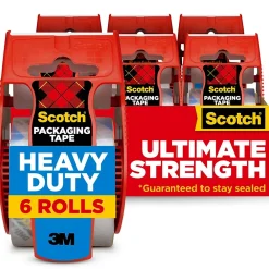 Clearance Scotch Heavy Duty Packing Tape with Dispenser, 1.88" x 22.2 yds., Clear, 6/Pack (142-6)