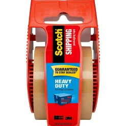 Hot Scotch Heavy Duty Shipping Packaging Tape with Dispenser, 1.88" x 22.2 yds., Tan (143)