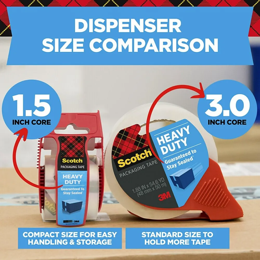 Scotch Heavy-Duty Heavy Duty Packing Tape, 1.88" x 43.7 yds., Clear, 6/Pack (3850-40-6)