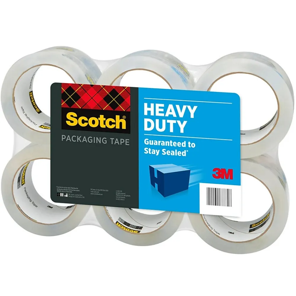 Scotch Heavy-Duty Heavy Duty Packing Tape, 1.88" x 43.7 yds., Clear, 6/Pack (3850-40-6)