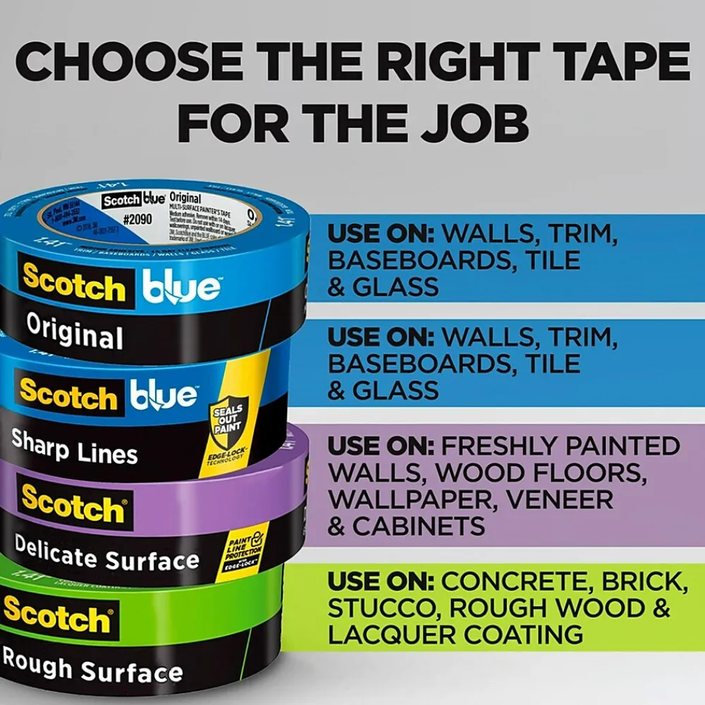 Scotch Safe Release Painter's Tape, 2" x 60 yds., Blue, 12 Rolls/Pack (2090-48EC)