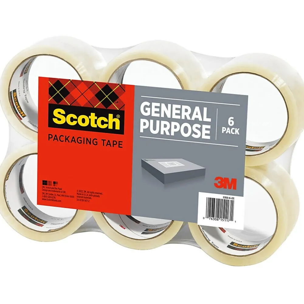 Outlet Scotch Shipping Packing Tape, 1.88" x 109 yds., Clear, 6 Pack (3350L-6)