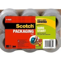 Clearance Scotch Sure Start Packing Tape, 1.88" x 25 yds., Clear, 6/Pack (DP1000RF6)