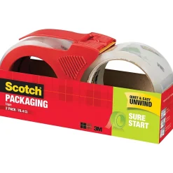 New Scotch Sure Start Packing Tape with Dispenser, 1.88" x 38.2 yds., Clear, 2/Pack (3450S-2-1RD)