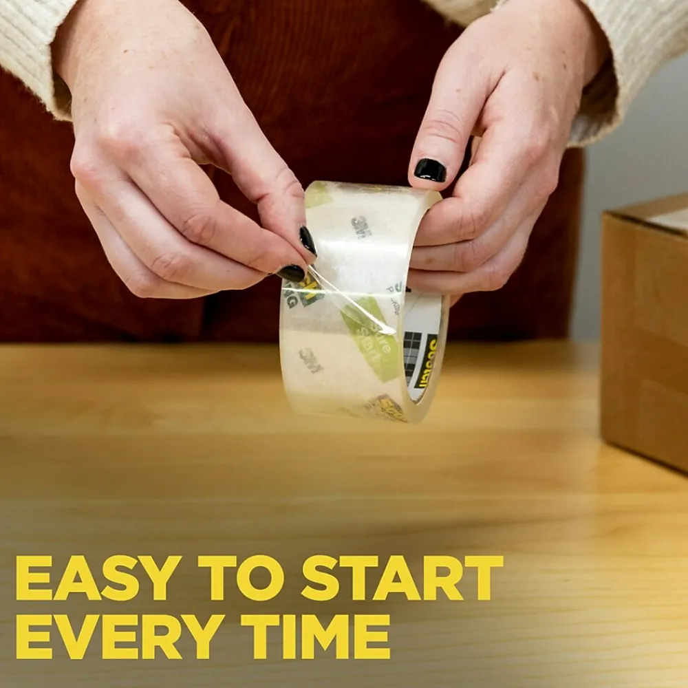 Scotch Sure Start Shipping Packing Tape with Dispenser, 1.88" x 38.2 yds., Clear (3450S-RD)