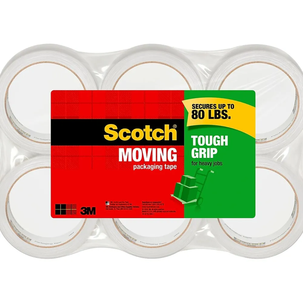 Outlet Scotch Tough Grip Packing Tape, 1.88" x 43.7 yds., Clear, 6/Pack (3500-40-6)