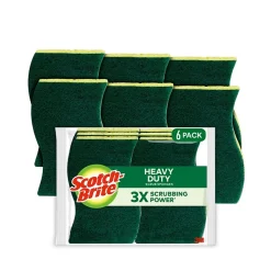 Heavy Duty Sponge with Scrubber, Green/Yellow, 6 Sponges/Pack (426)<Scotch-Brite