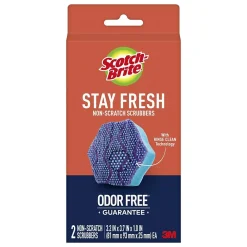 Stay Fresh Non-Scratch Scrubbers, Blue, 2 Sponges/Pack (SDA-2)<Scotch-Brite New