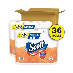 Comfort Plus 1-Ply Standard Toilet Paper, White, 462 Sheets/Roll, 36 Rolls/Case (54262)<Scott