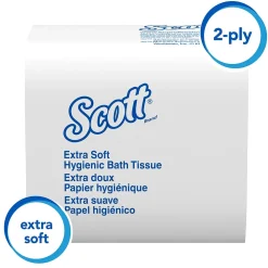 Cotton Z-Fold Toilet Paper, 2-ply, White, 250 Sheets/Pack, 36 Packs/Carton (48280)<Scott Discount