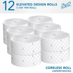 Essential JRT Recycled Coreless Toilet Paper, 2-ply, White, 12 Rolls/Case (07006)<Scott Hot