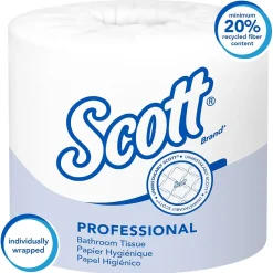 Essential 1-Ply Standard Toilet Paper, White, 1210 Sheets/Roll, 80 Rolls/Carton (05102)<Scott New