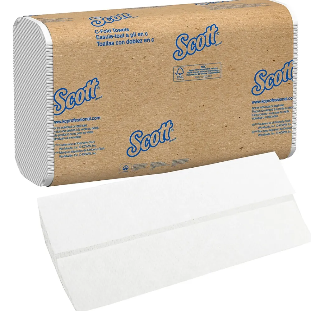 Scott Essential Recycled C-Fold Paper Towels, 1-ply, 200 Sheets/Pack, 9 Packs/Carton (03623)
