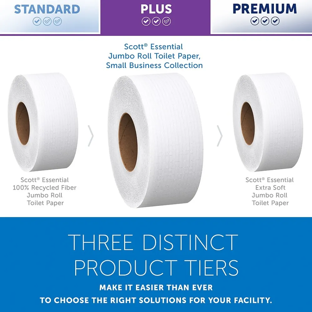 Essential Recycled Jumbo Toilet Paper, 2-ply, White, 4 Rolls/Case (03148)<Scott Discount