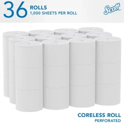 Essential Recycled Coreless Toilet Paper, 2-ply, White, 1000 Sheets/Roll, 36 Rolls/Case (04007)<Scott