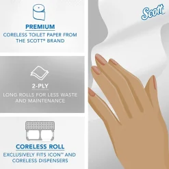Essential Recycled Coreless Toilet Paper, 2-ply, White, 1000 Sheets/Roll, 36 Rolls/Case (04007)<Scott
