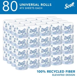 Essential Recycled Toilet Paper, 2-ply, White, 473 Sheets/Roll, 80 Rolls/Case (13217)<Scott New