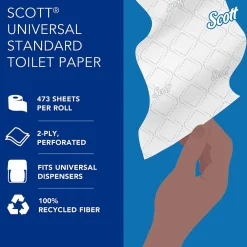 Essential Recycled Toilet Paper, 2-ply, White, 473 Sheets/Roll, 80 Rolls/Case (13217)<Scott New
