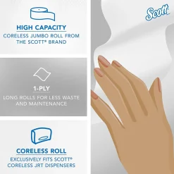 Essential Recycled Coreless Toilet Paper, 1-ply, White, 12 Rolls/Case (07005)<Scott Discount