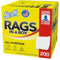 Rags in a Box, 9" x 12", White, 200 Sheets/Box (75260)<Scott New
