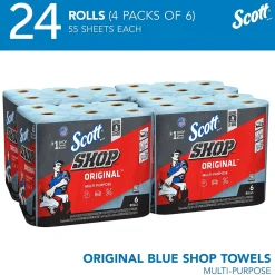 Shop Towels Original, 9.4" x 11", Blue, 55 Towels/Roll, 24 Rolls/Carton (75180CT)<Scott Outlet
