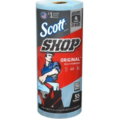 Shop Towels Original, 9.4" x 11", Blue, 55 Sheets/Roll, 30 Rolls/Carton (75130)<Scott Sale