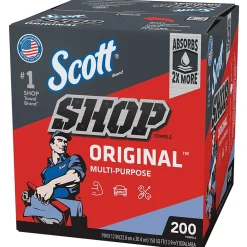 Shop Towels Original, 9" x 12", Blue 200 Sheets/Box, 8 Boxes/Carton (75190)<Scott Discount