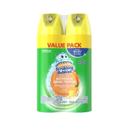 Bathroom Grime Fighter Disinfecting Surface Cleaner Aerosol, Citrus Scent, 20 oz., 2/Pack (306381)<Scrubbing bubbles Best